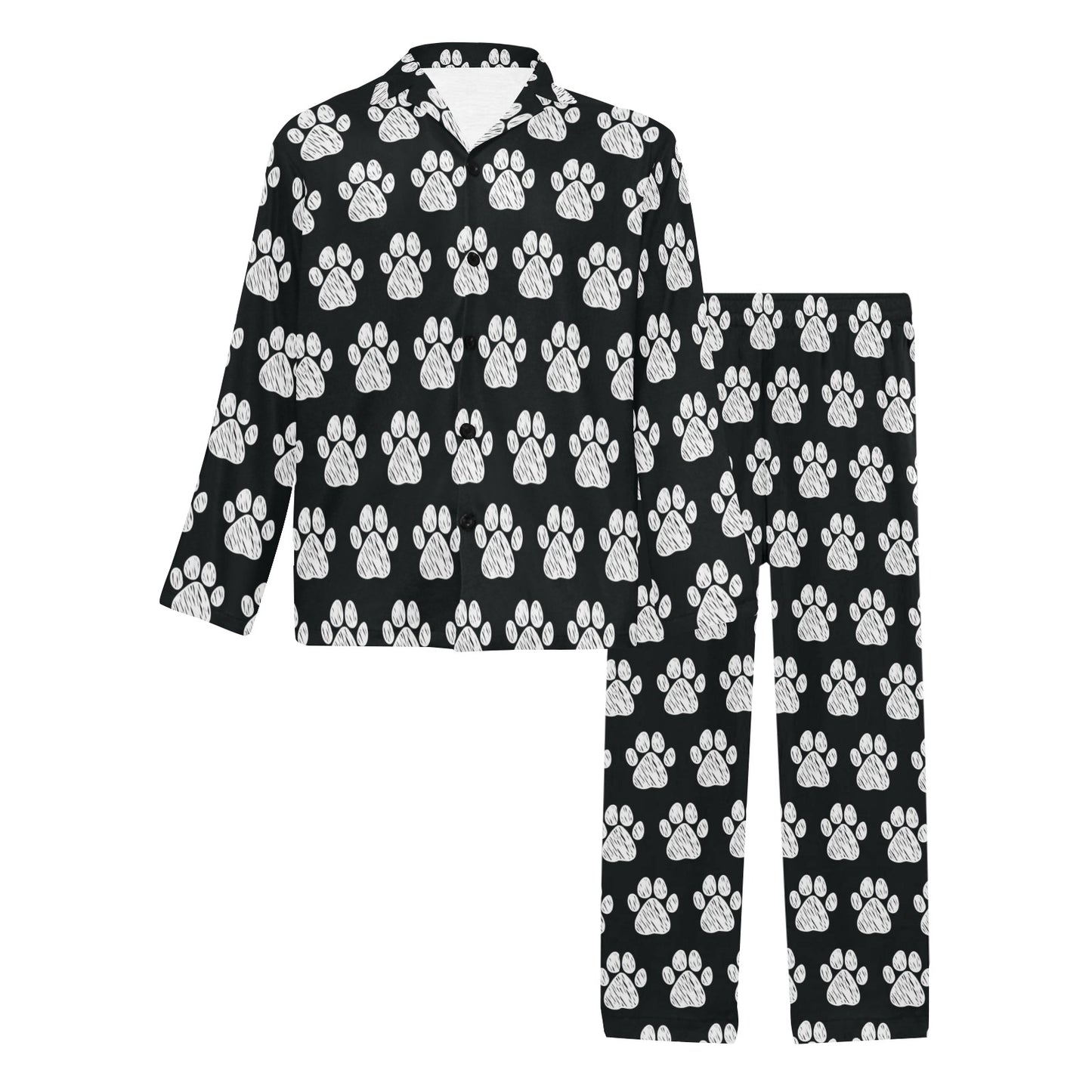Paw Pattern Print Design A02 Men's Long Pajama Set