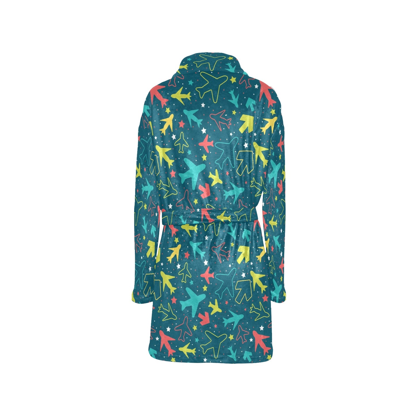 Airplane Pattern Print Design 05 Women's Fleece Robe