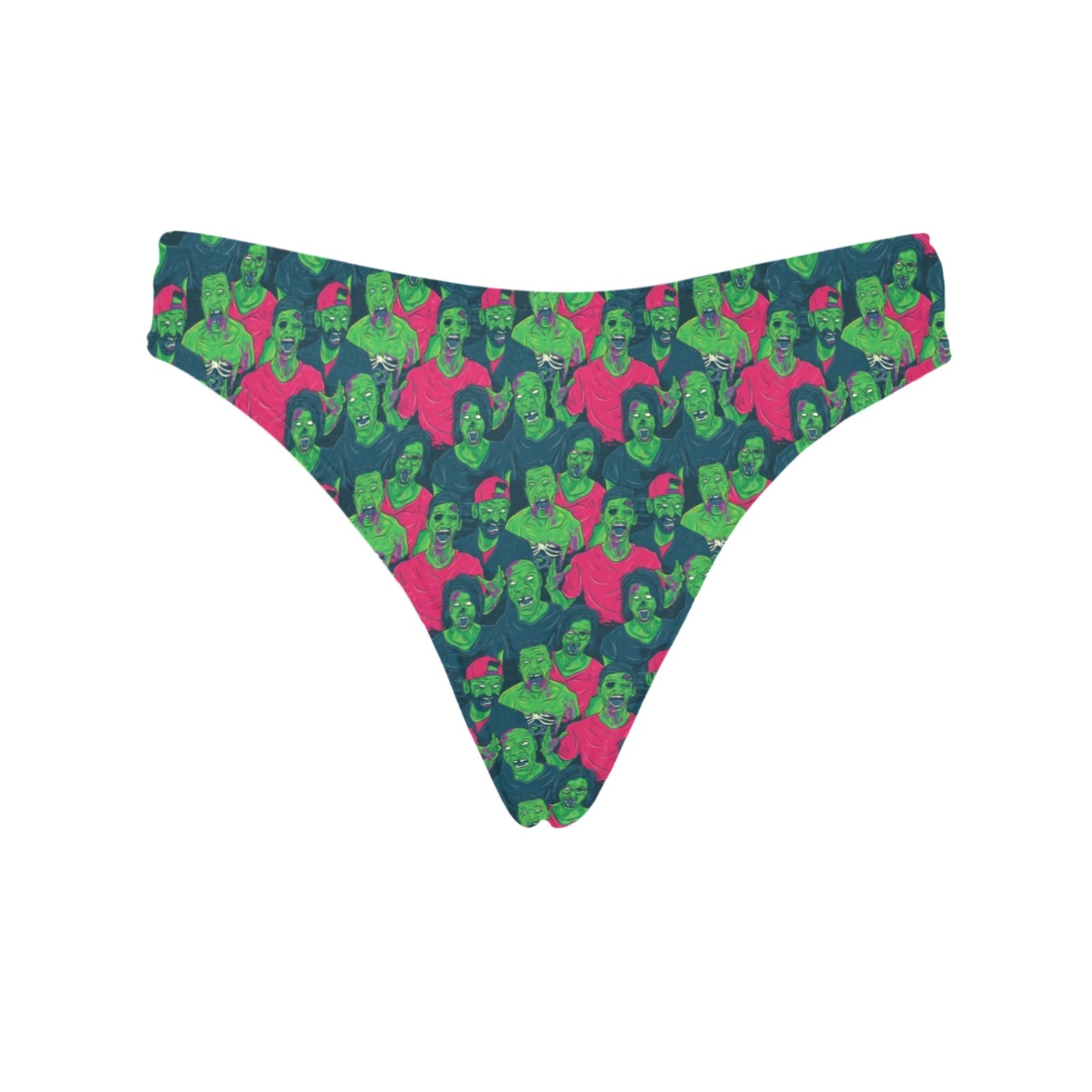 Zombie Themed Design Pattern Print Women's Thongs