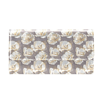 Elegant Grey Flower Print Women's Trifold Wallet