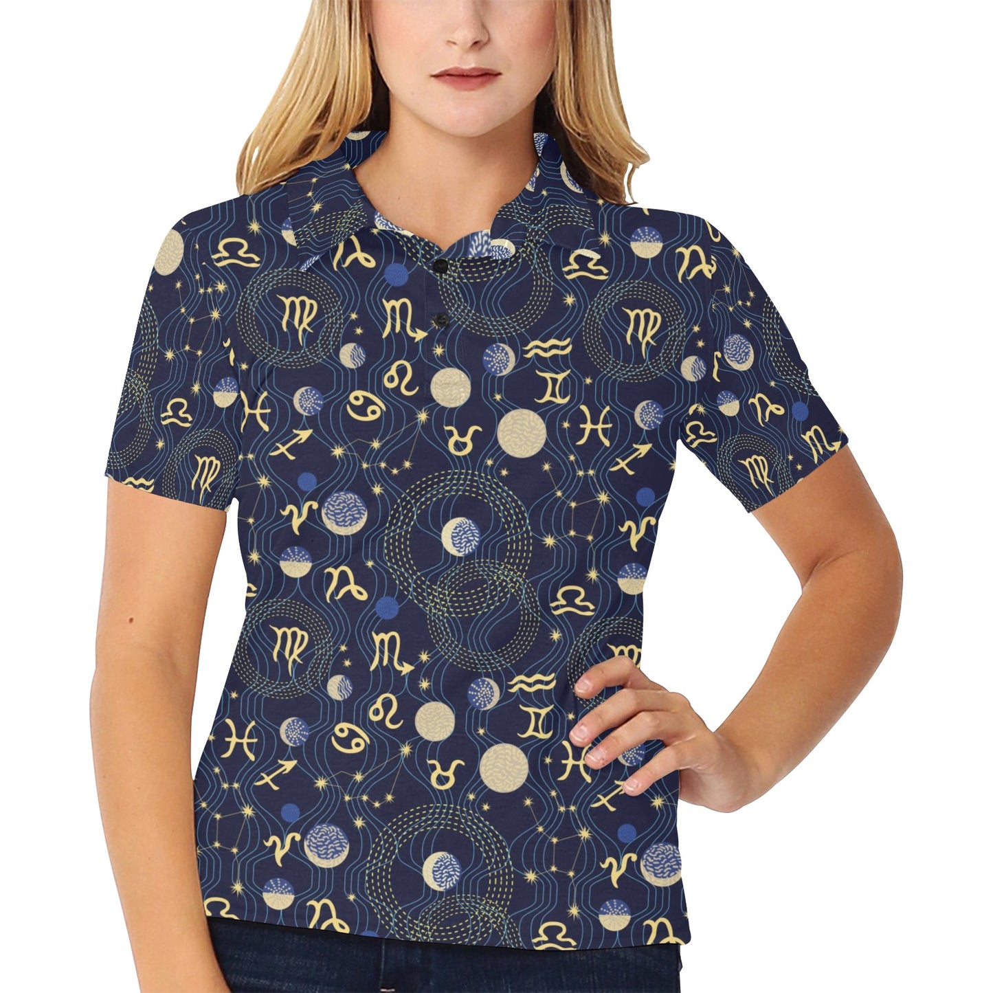 Zodiac Print Design LKS302 Women's Polo Shirt