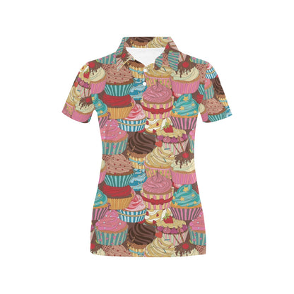 Cupcake Pattern Print Design CP01 Women's Polo Shirt
