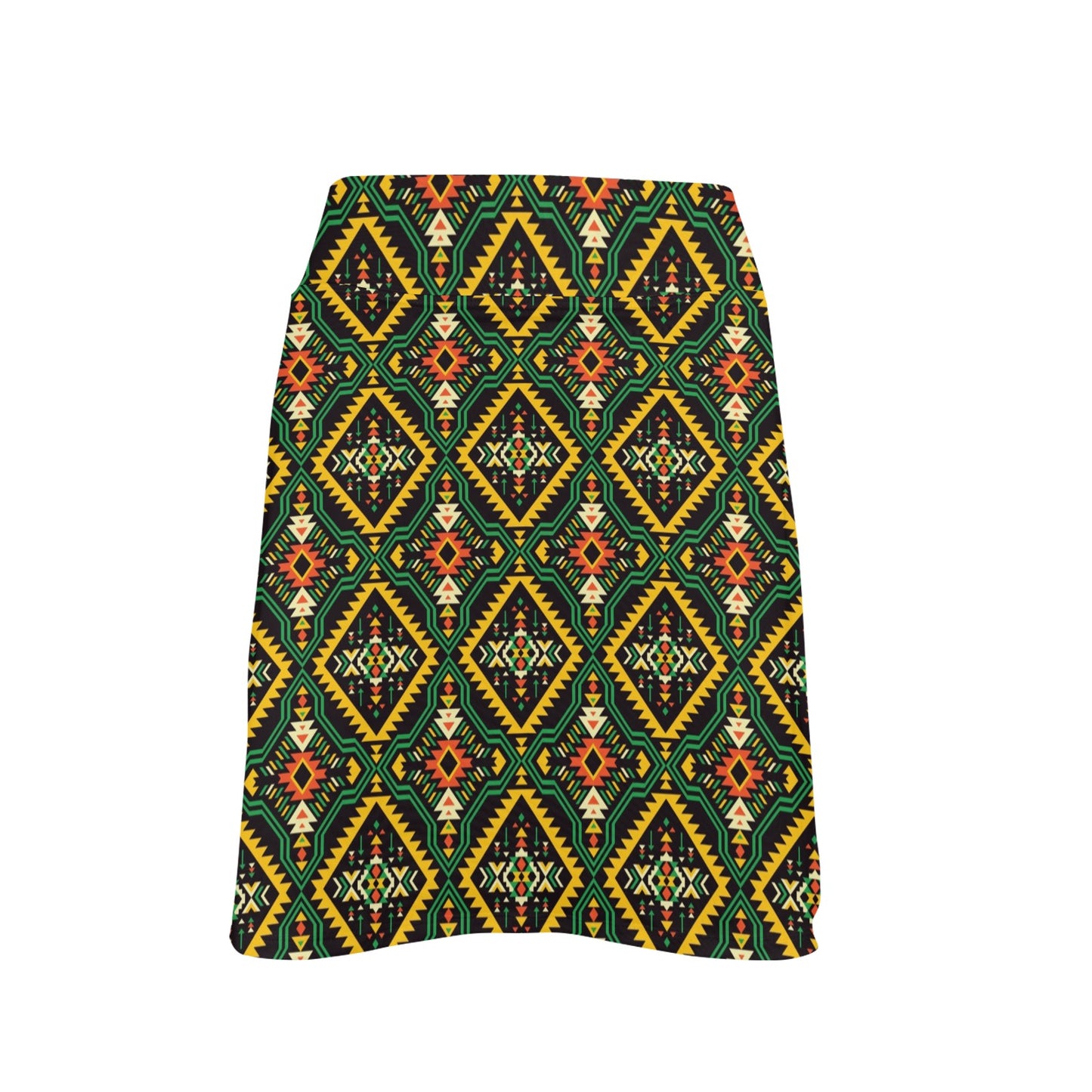 Kente Green Design African Print 17" Golf & Pickleball Skort with Pockets