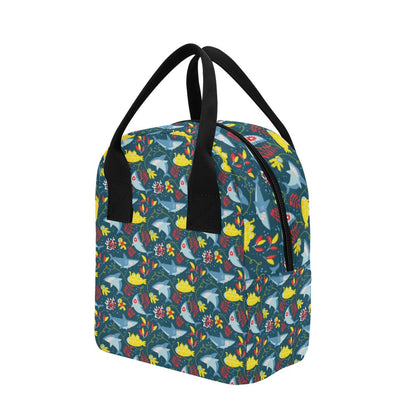 Scuba With Sharks Print Design LKS303 Insulated Lunch Bag