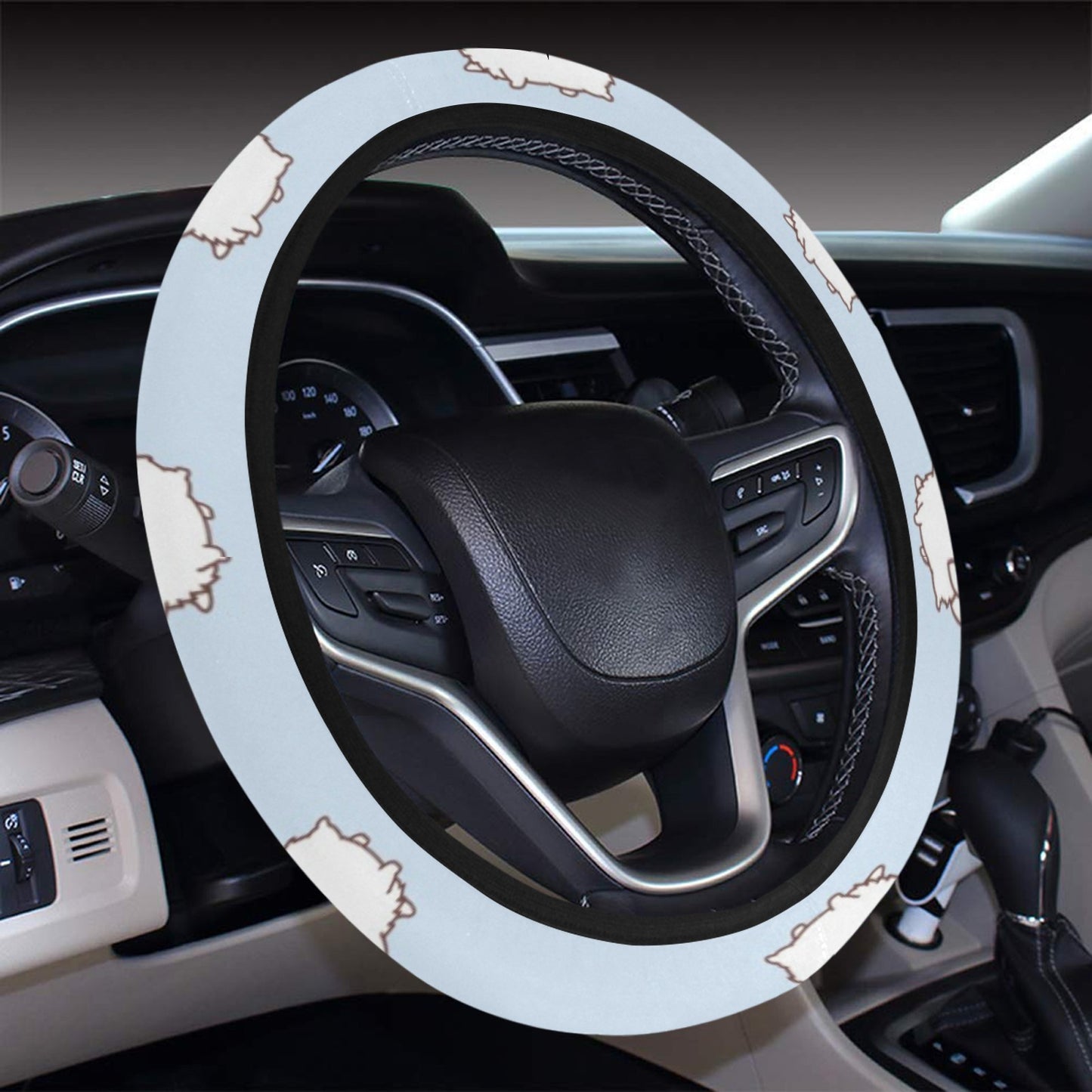 Samoyeds Print Design LKS301 Steering Wheel Cover with Elastic Edge