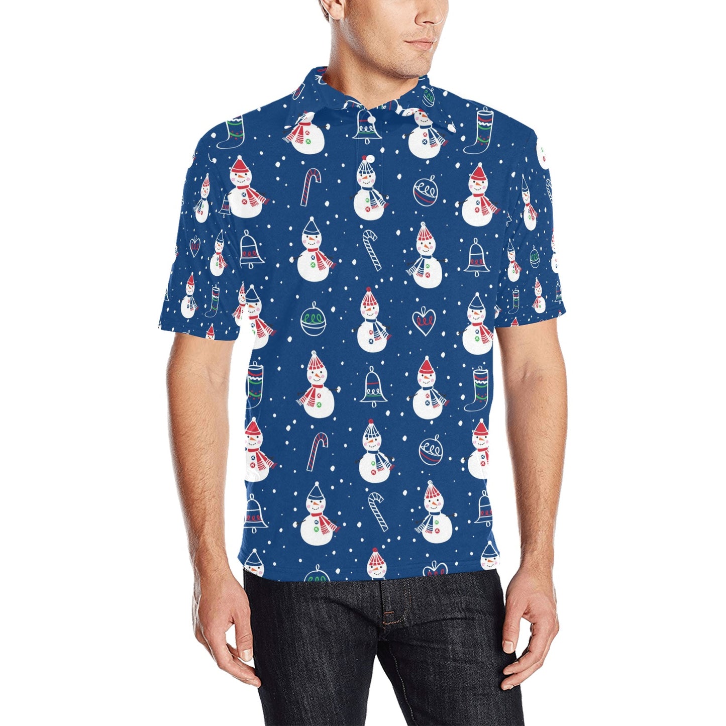 Snowman Print Design LKS306 Men Polo Shirt