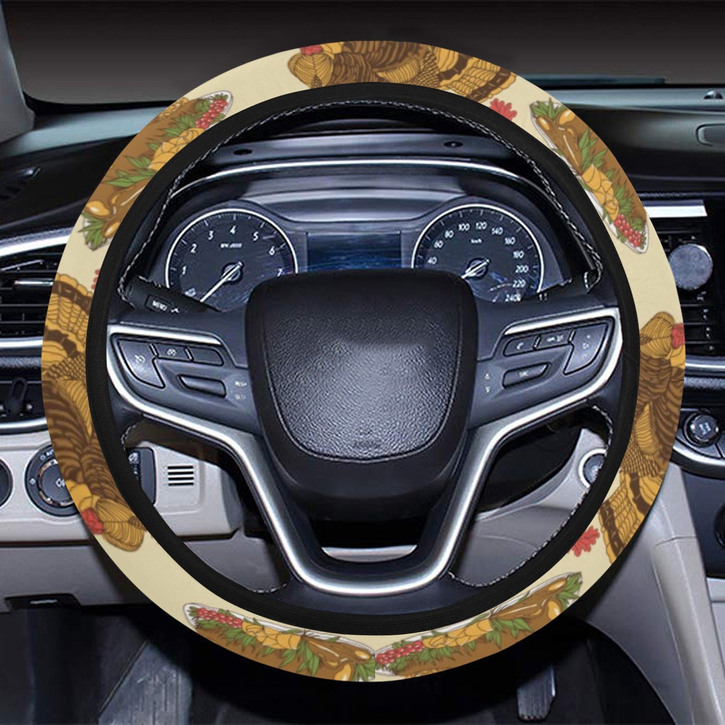 Thanksgiving Print Design LKS302 Steering Wheel Cover with Elastic Edge