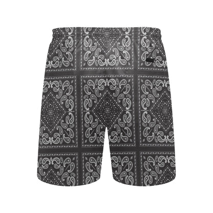 Bandana Black White Print Design LKS302 Men's Swim Trunks Beach Shorts