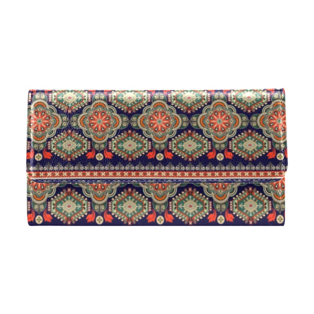 Ethnic Geometric Print Pattern Women's Trifold Wallet
