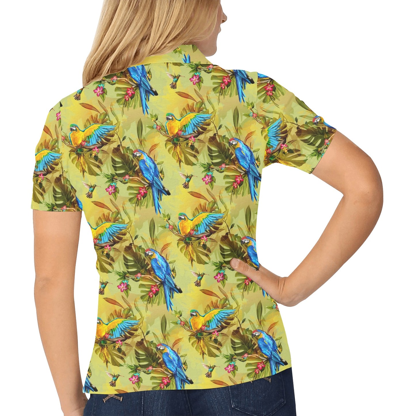 Parrot Pattern Print Design A02 Women's Polo Shirt