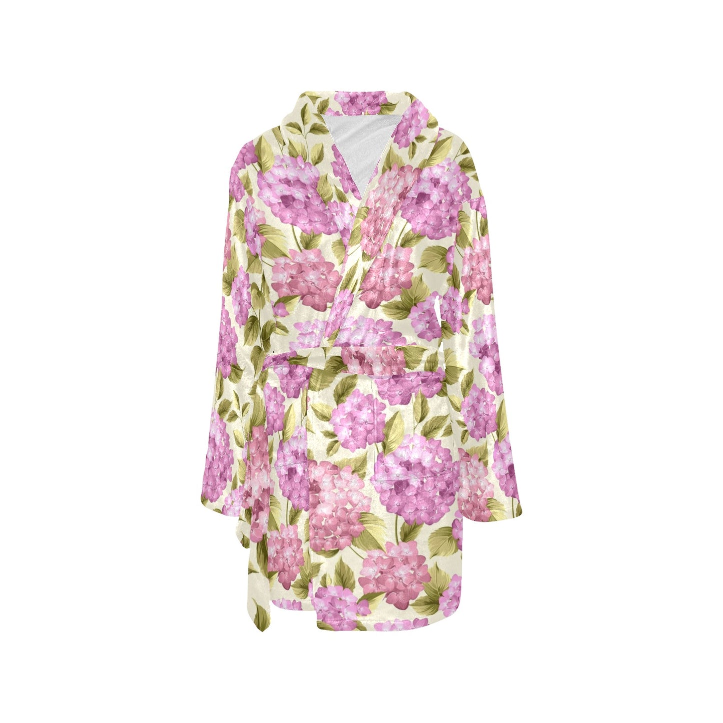 Hydrangea Pattern Print Design HD05 Women's Fleece Robe