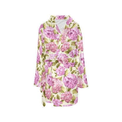 Hydrangea Pattern Print Design HD05 Women's Fleece Robe