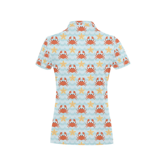Crab Pattern Print Design 03 Women's Polo Shirt