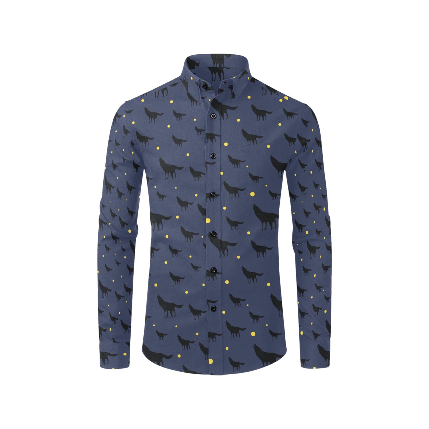 Wolf Print Design LKS301 Men's Long Sleeve Dress Shirt