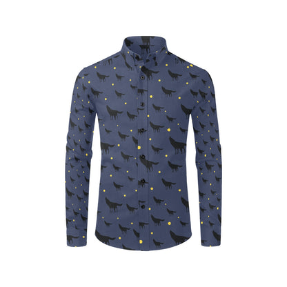 Wolf Print Design LKS301 Men's Long Sleeve Dress Shirt