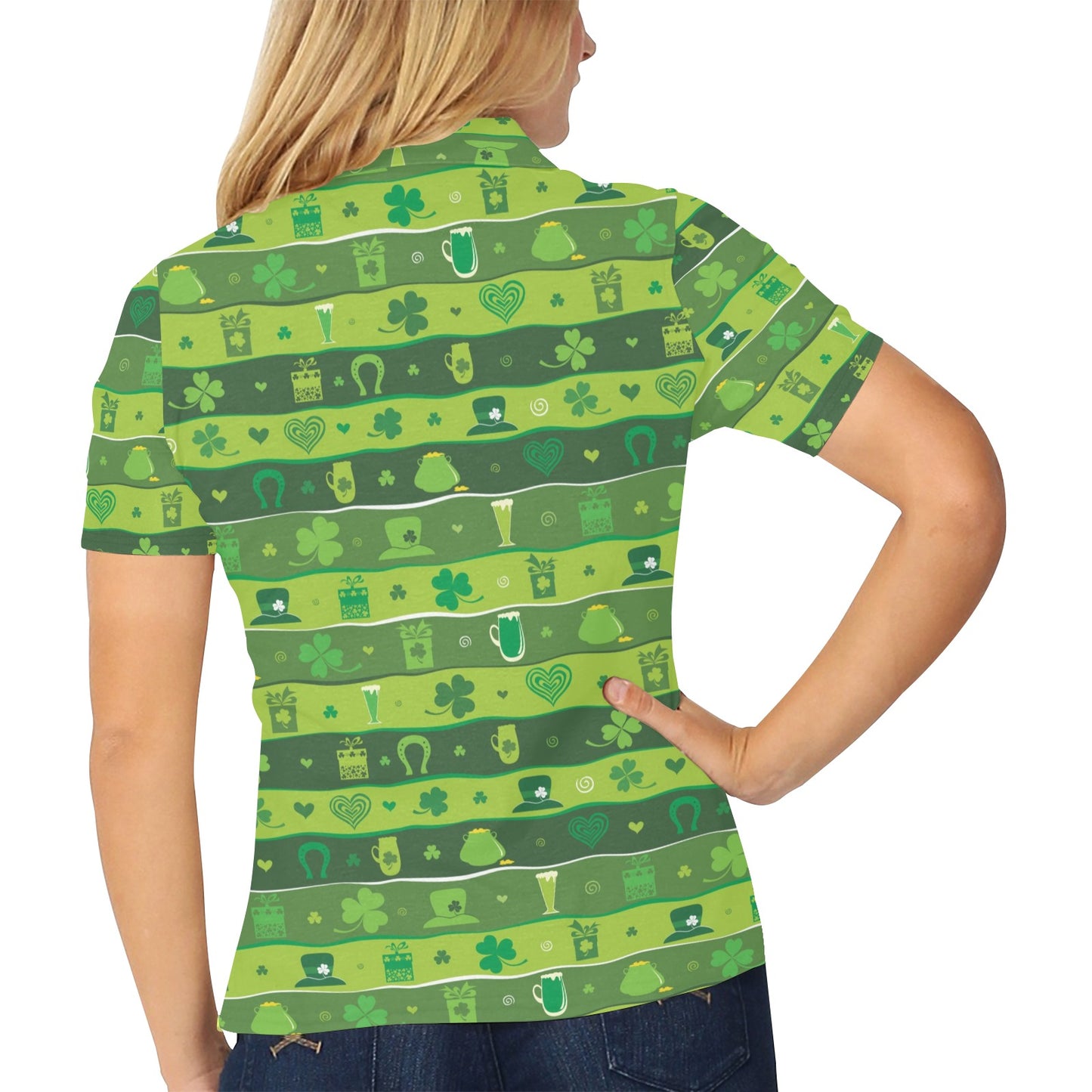 Shamrock Print Design LKS303 Women's Polo Shirt