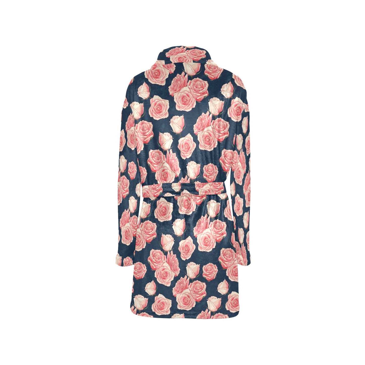 Rose Pattern Print Design A03 Women's Fleece Robe