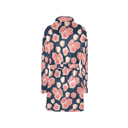 Rose Pattern Print Design A03 Women's Fleece Robe