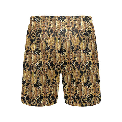 Steampunk Gear Design Themed Print Men's Swim Trunks Beach Shorts