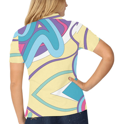 Funky Retro Pattern Print Design A01 Women's Polo Shirt