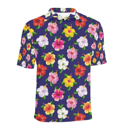 Hibiscus Colorful Print Design LKS301 Men Polo Shirt