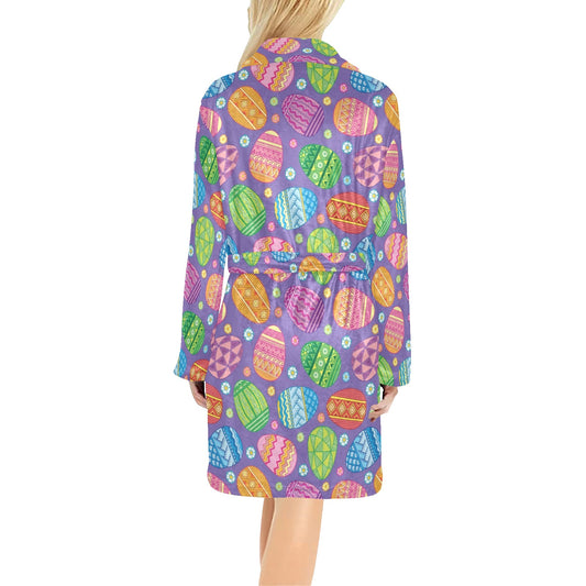 Easter Eggs Pattern Print Design RB010 Women's Fleece Robe