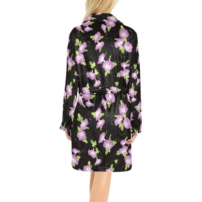 Morning Glory Pattern Print Design MG02 Women's Fleece Robe