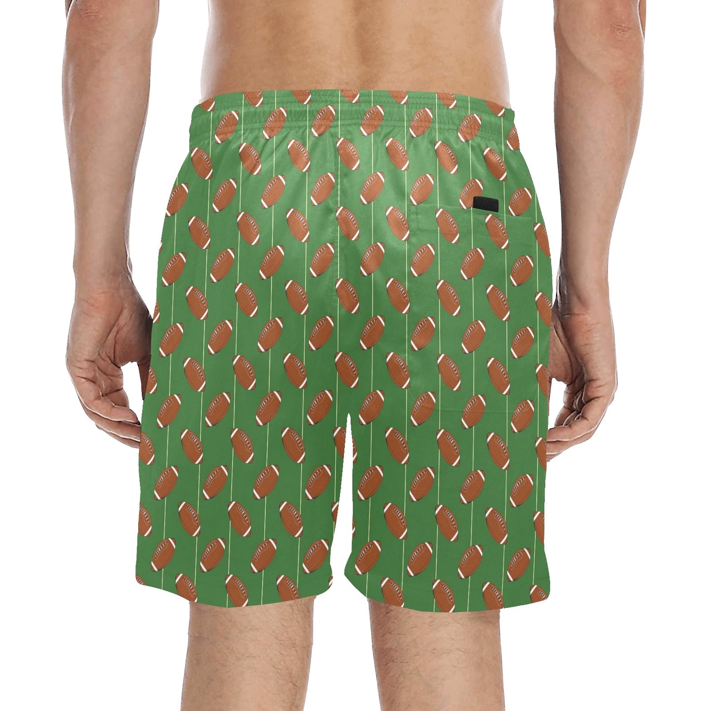 American Football on Field Themed Men's Swim Trunks Beach Shorts