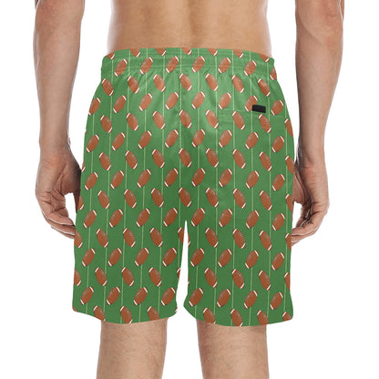 American Football on Field Themed Men's Swim Trunks Beach Shorts