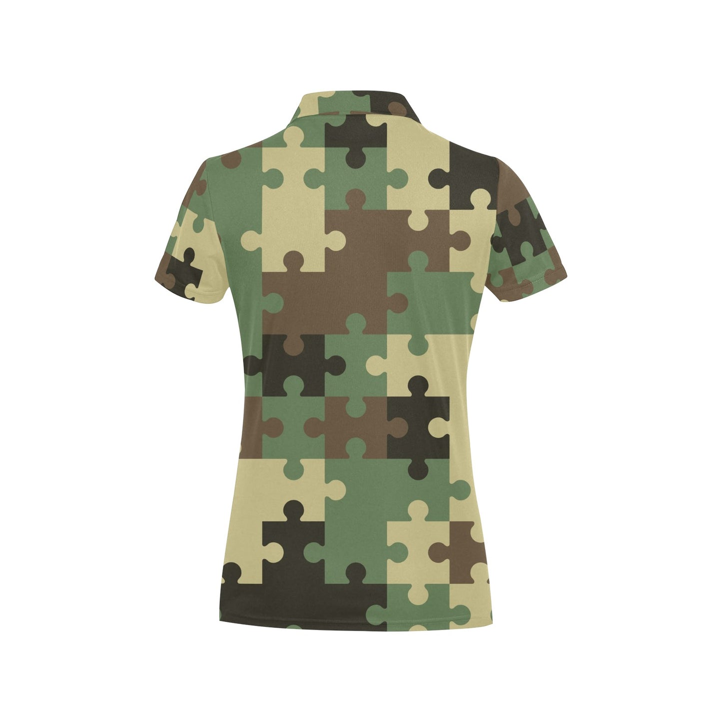 Puzzle Camo Pattern Print Design A03 Women's Polo Shirt