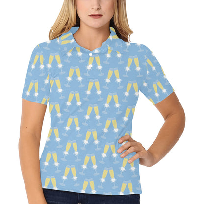 Champagne Pattern Print Design 06 Women's Polo Shirt