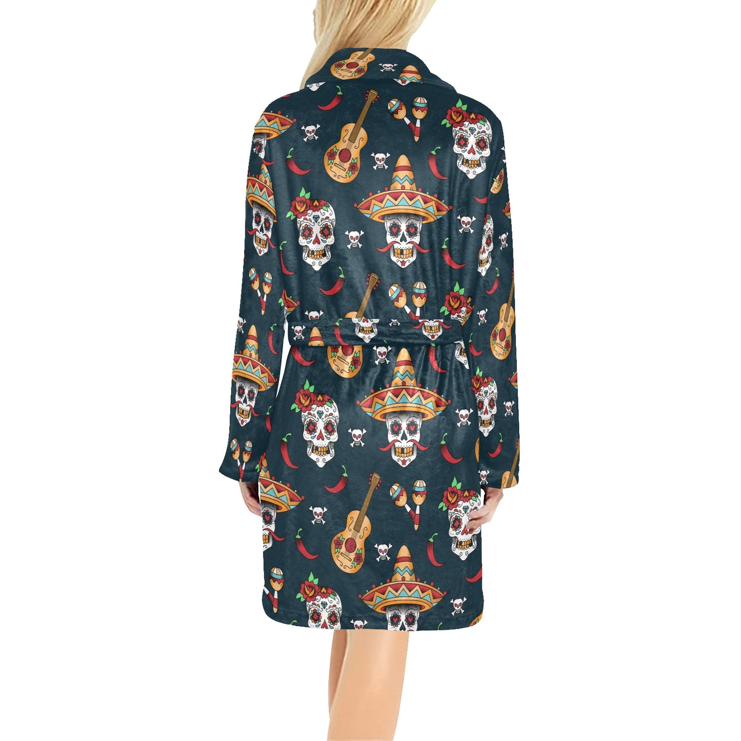 sugar skull Mexican Women's Fleece Robe