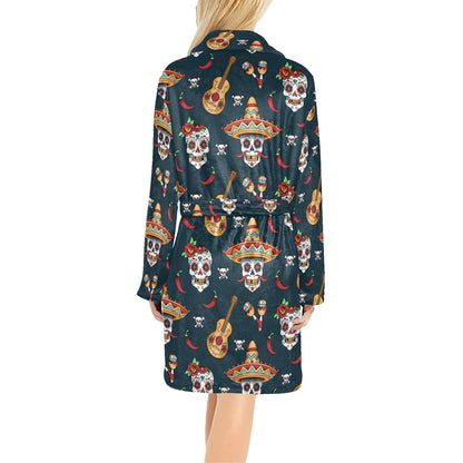 sugar skull Mexican Women's Fleece Robe