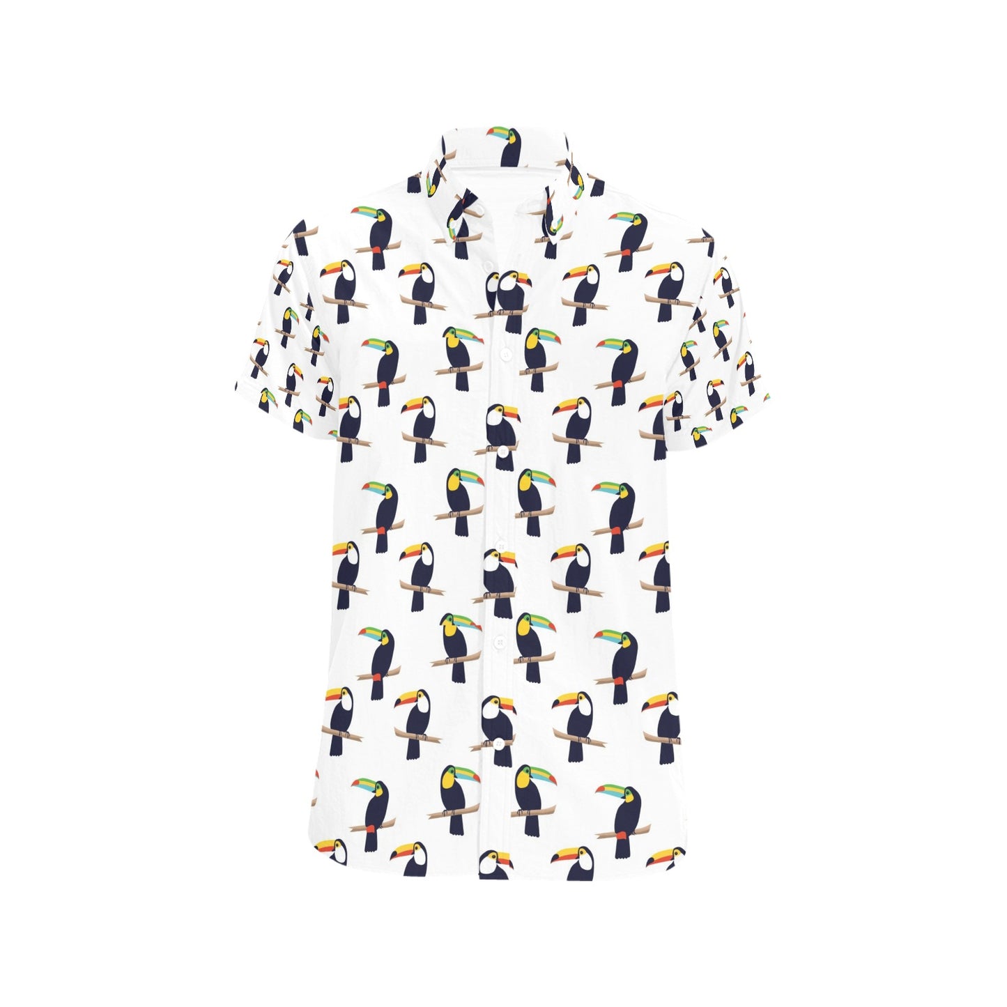 Toucan Print Design LKS305 Men Short Sleeve Button Up Shirt