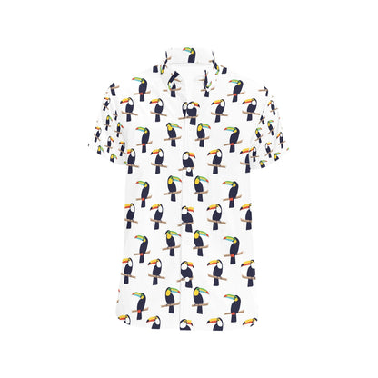 Toucan Print Design LKS305 Men Short Sleeve Button Up Shirt