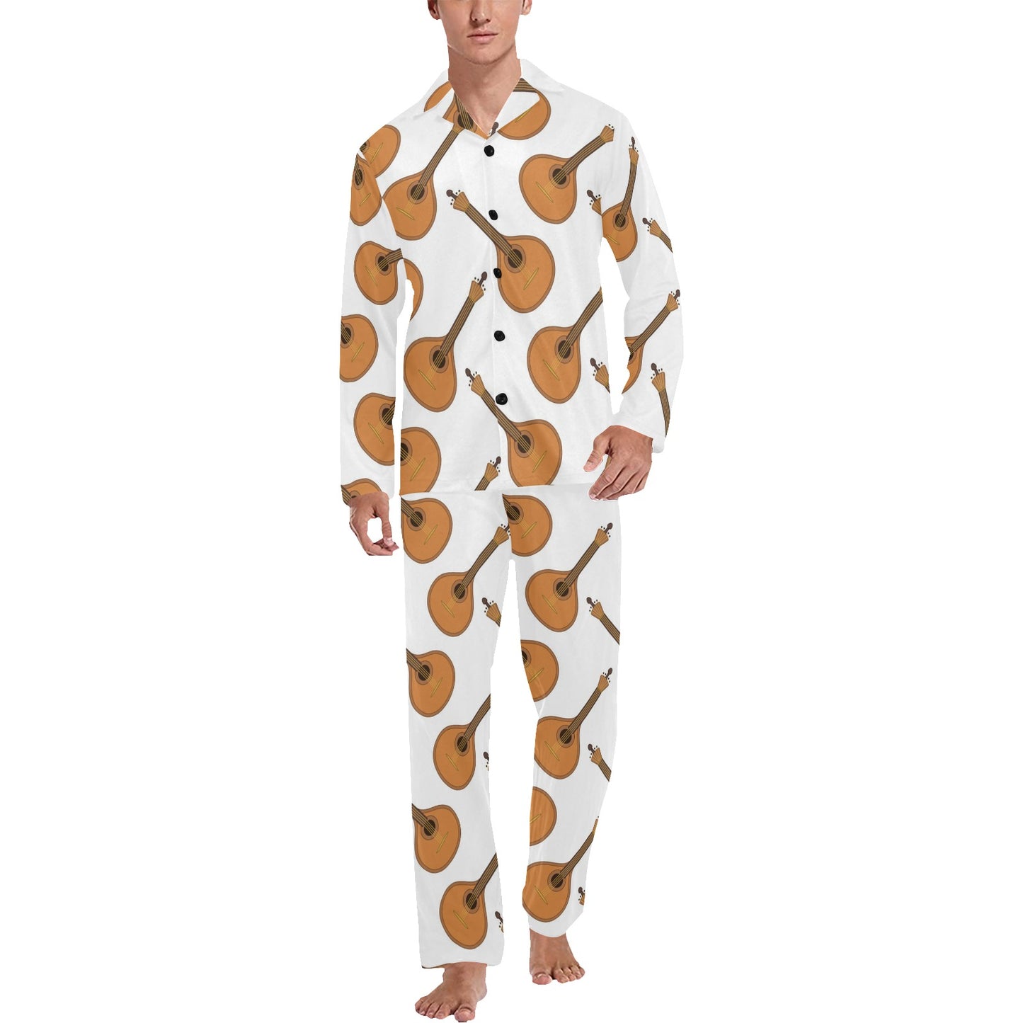 Mandolin Pattern Print Design 01 Men's Long Pajama Set