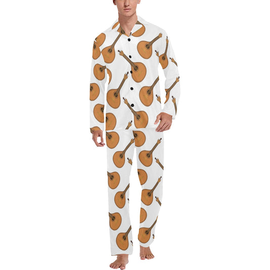 Mandolin Pattern Print Design 01 Men's Long Pajama Set