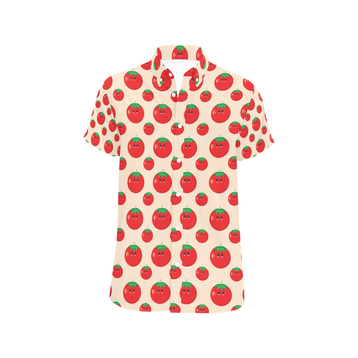 Tomato Print Design LKS308 Men Short Sleeve Button Up Shirt