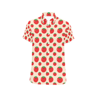 Tomato Print Design LKS308 Men Short Sleeve Button Up Shirt