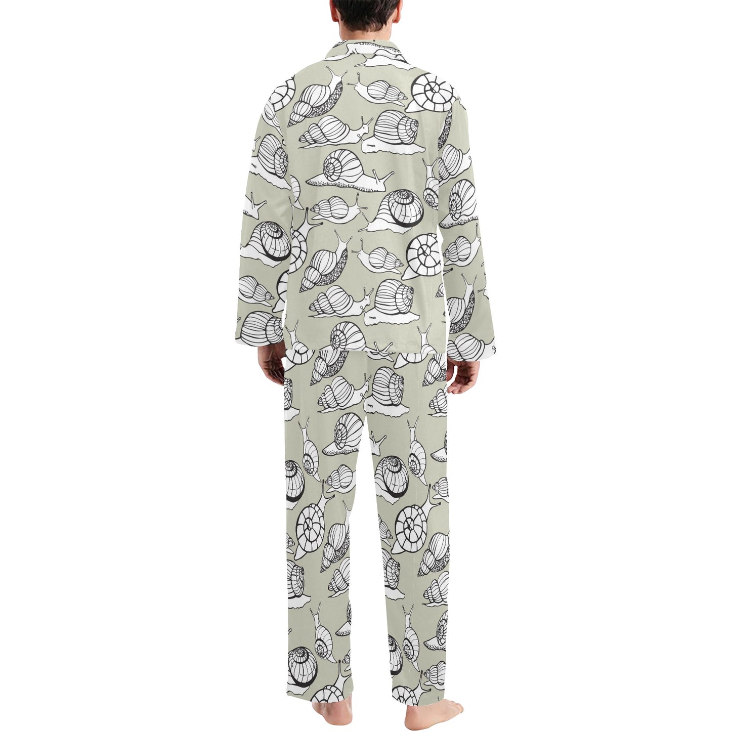 Snail Pattern Print Design 03 Men's Long Pajama Set