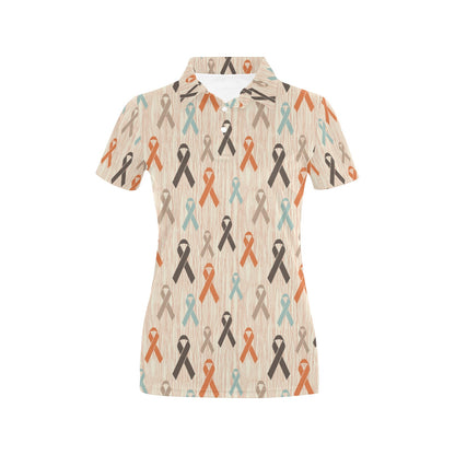 Cancer Awareness Pattern Print Design 01 Women's Polo Shirt