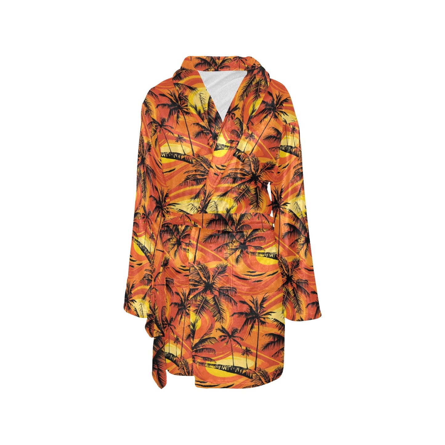Palm Tree Pattern Print Design A02 Women's Fleece Robe