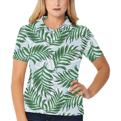 Palm Leaves Pattern Print Design PL06 Women's Polo Shirt