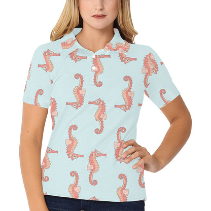 SeaHorse Pattern Print Design 01 Women's Polo Shirt