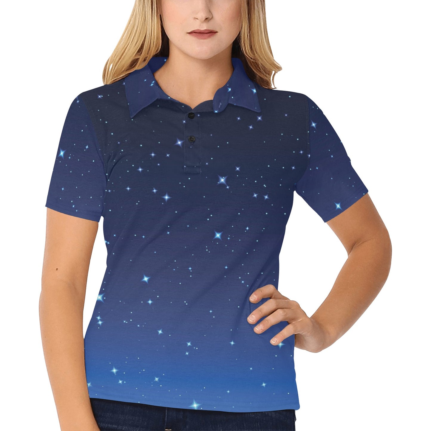 Night sky Pattern Print Design A01 Women's Polo Shirt
