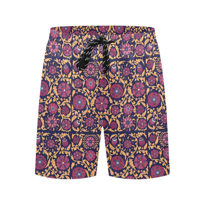 Suzani Print Design LKS303 Men's Swim Trunks Beach Shorts