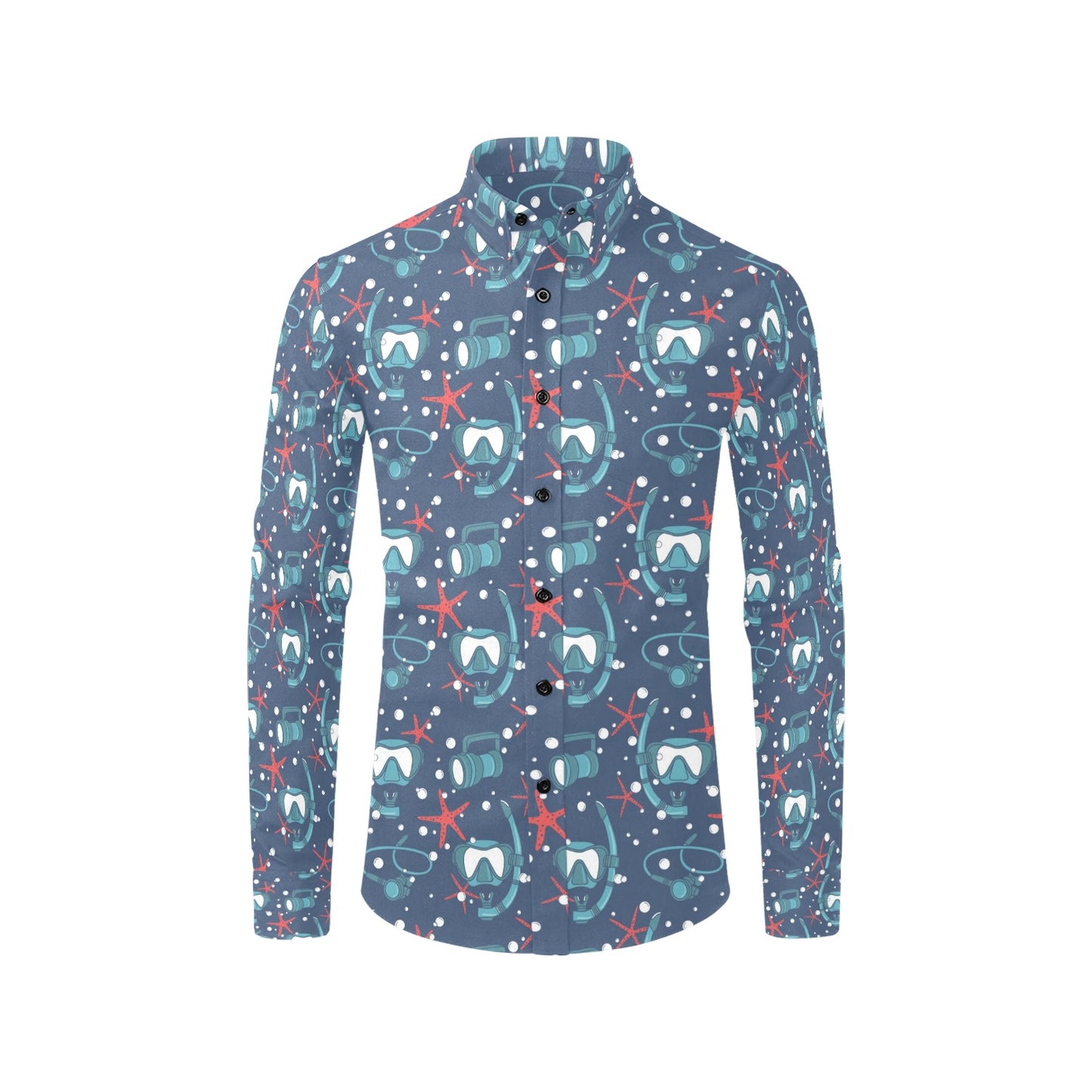 Scuba Equipment Print Design LKS302 Men's Long Sleeve Dress Shirt