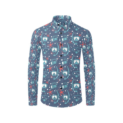 Scuba Equipment Print Design LKS302 Men's Long Sleeve Dress Shirt
