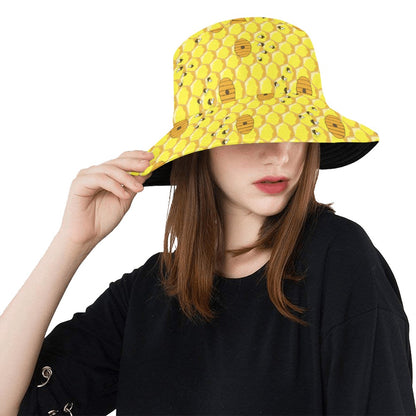 Honey Bee Print Design LKS303 Unisex Bucket Hat