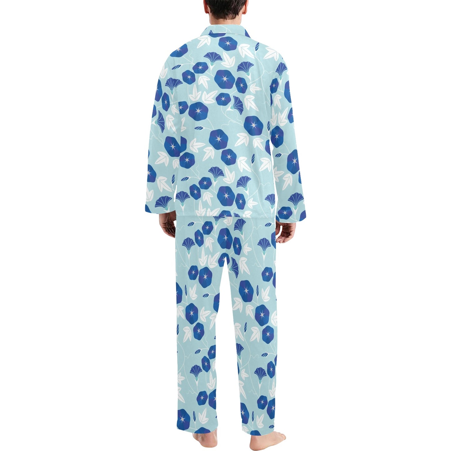 Morning Glory Pattern Print Design MG07 Men's Long Pajama Set